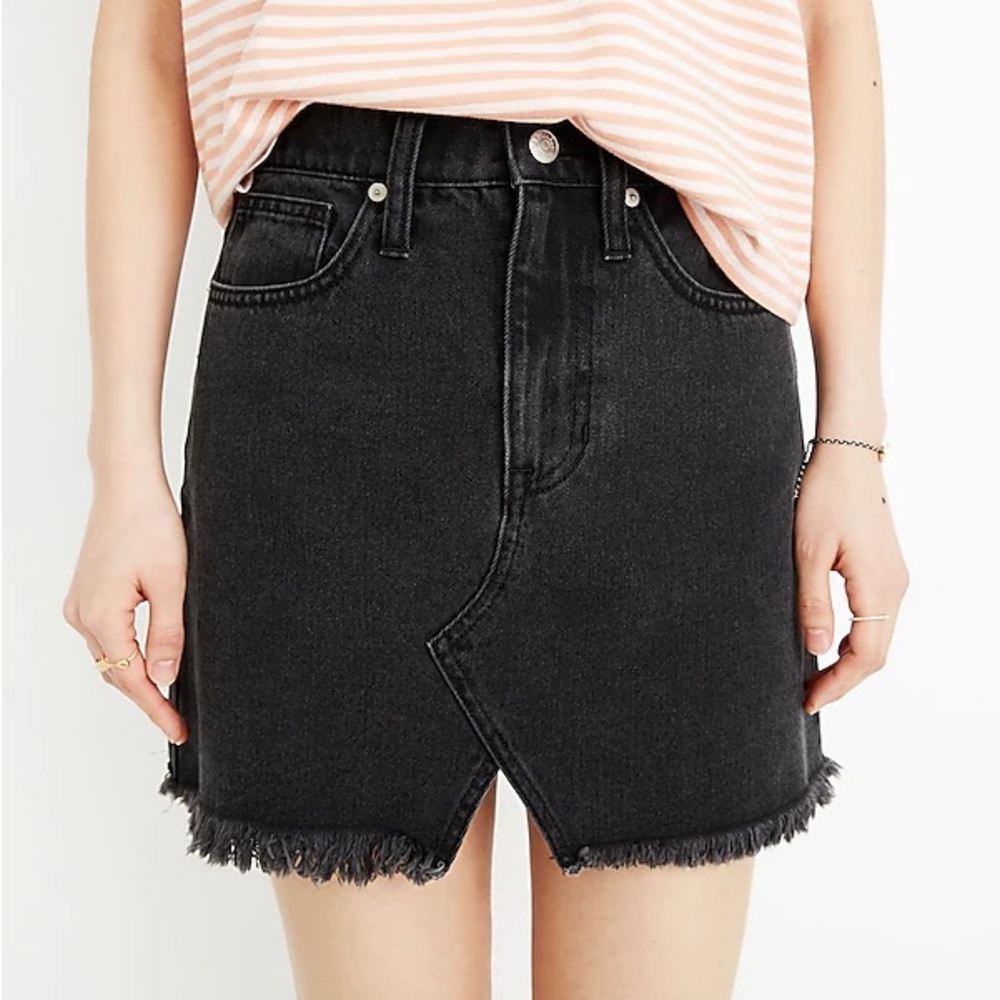 MADEWELL RIGID DENIM A-LINE MINI SKIRT IN LUNA WASH CUT-OUT EDITION SIZE 31